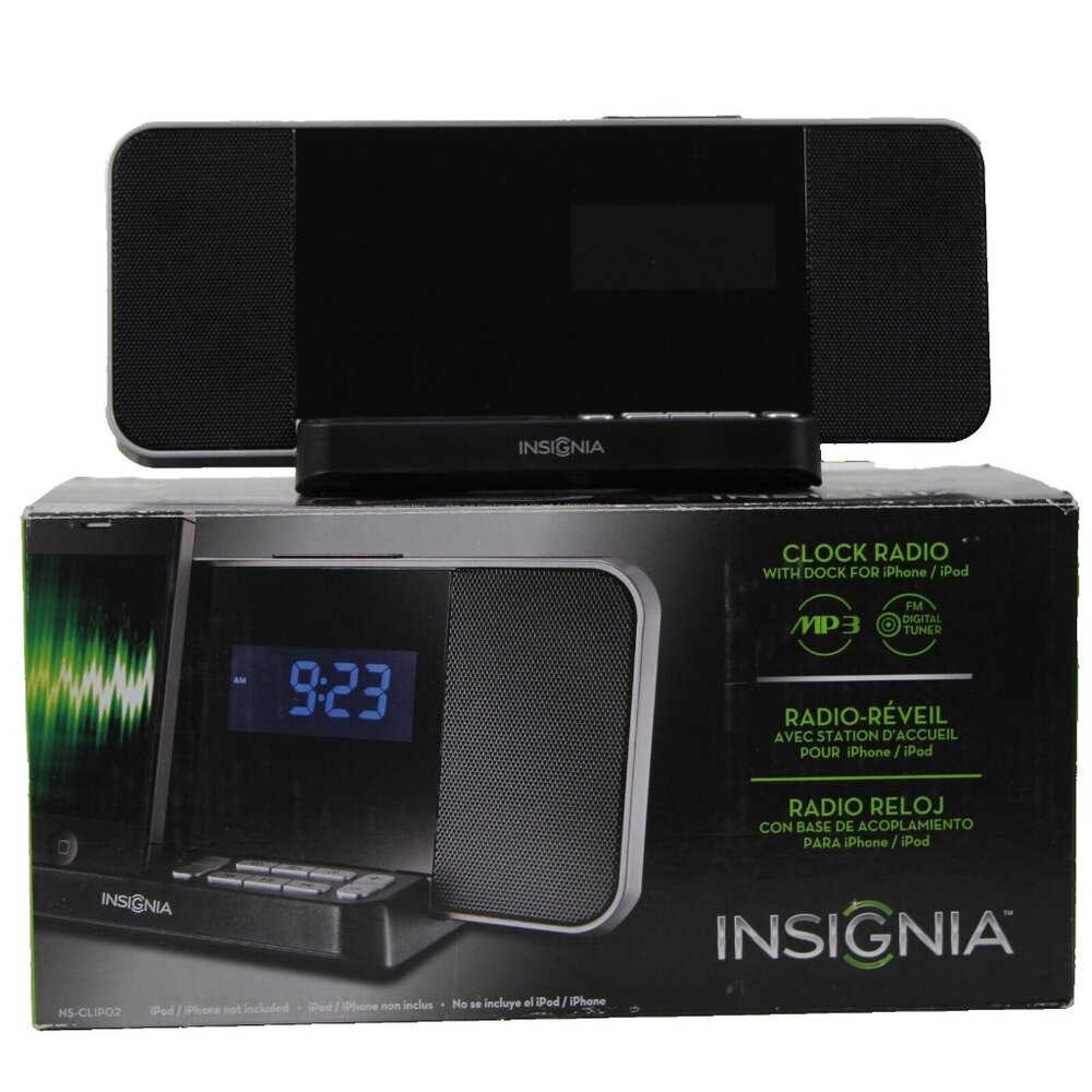 Insignia Clock Radio With Dock For Iphone Ipod FM Tuner Radio